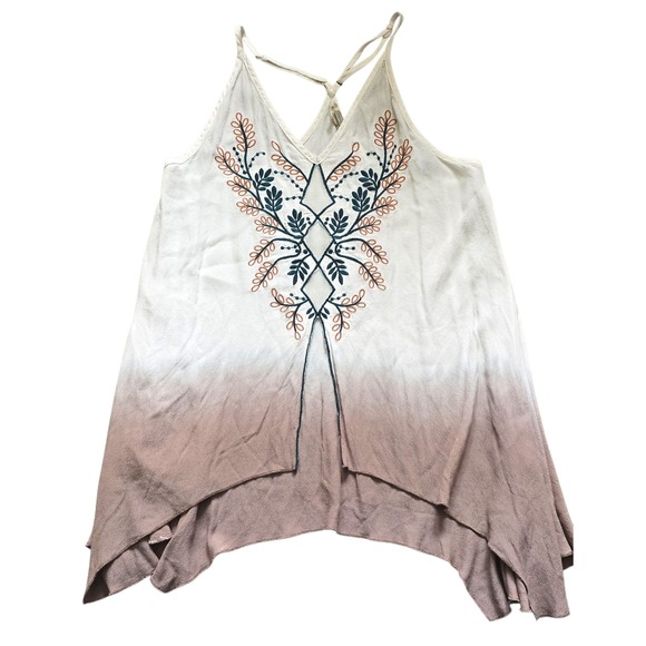 Gimmicks by BKE‎ Embroidered Tank Top Ombre Sleeveless Bohemian Style - Picture 1 of 8